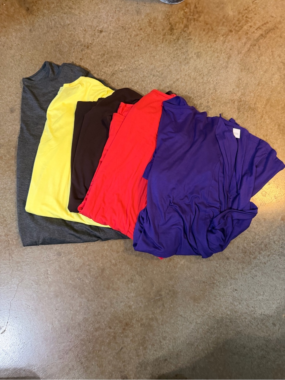 5 Mini dresses- Purple, Red, Yellow, Brown, Gray